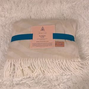 NWT: Thula Tula Cream Zebra Stripe Soft & Ethically Made Cozy Throw Blanket